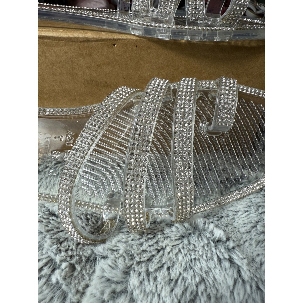 Anna Silver Rhinestone Slide Sandals - Picture 6 of 12